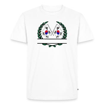 Flags South Korea laurel wreath banner - Men's Premium Organic T-Shirt - white - Front - Nico (187cm)