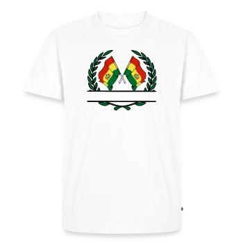Drapeaux Bolivie bannière couronne de laurier - T-shirt Premium bio Homme - blanc - Devant - Nico (187cm)