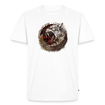 Viking Wolf Wolves Geri & Freki Valhalla d’Odin - T-shirt Premium bio Homme - blanc - Devant - Nico (187cm)