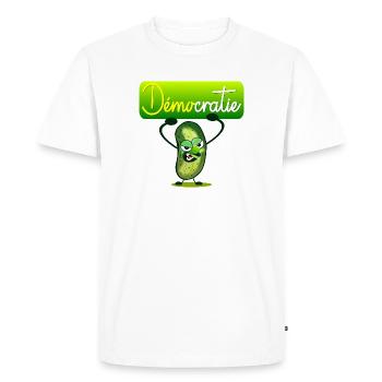 Démocratie Cornichons - T-shirt Premium bio Homme - blanc - Devant - Nico (187cm)