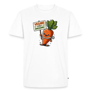 Cheerful Vegan Carrot - Men's Premium Organic T-Shirt - white - Front - Nico (187cm)