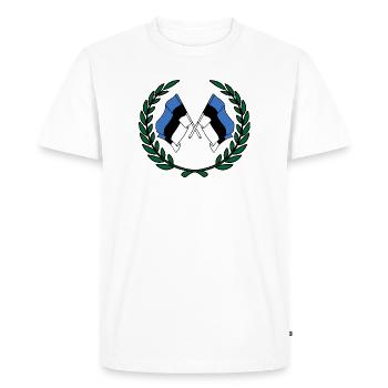 Drapeaux de l’Estonie en couronne de laurier - T-shirt Premium bio Homme - blanc - Devant - Nico (187cm)