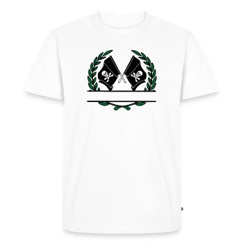 laggen pirate laurel wreath banner - Men's Premium Organic T-Shirt - white - Front - Nico (187cm)