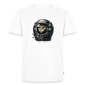 A cat with an astronaut helmet in space - Men's Premium Organic T-Shirt - white - Front - Nico (187cm)