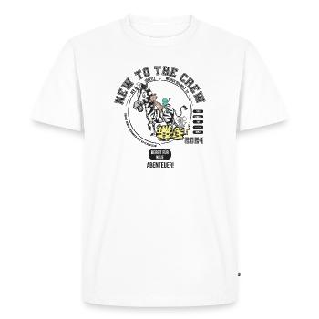 NOUVEAU DANS L’ÉQUIPAGE - BIENVENUE BÉBÉ - T-shirt Premium bio Homme - blanc - Devant - Nico (187cm)