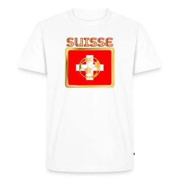 FOOTBALL Français de Suisse - ROMANDIE - T-shirt Premium bio Homme - blanc - Devant - Nico (187cm)