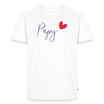 PAPY. PAPA. FÊTE DES PÈRES. BONNE FÊTE PAPA - T-shirt Premium bio Homme - blanc - Devant - Nico (187cm)