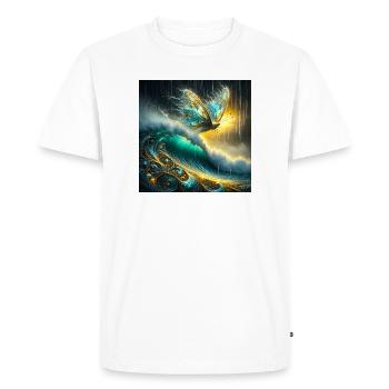 Mythical butterfly on luminescent wave - Men's Premium Organic T-Shirt - white - Front - Nico (187cm)
