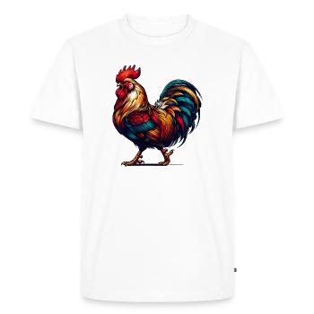 magnifique coq aux couleurs vives - T-shirt Premium bio Homme - blanc - Devant - Nico (187cm)