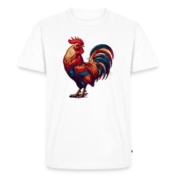 magnifique coq aux couleurs vives - T-shirt Premium bio Homme - blanc - Devant - Nico (187cm)