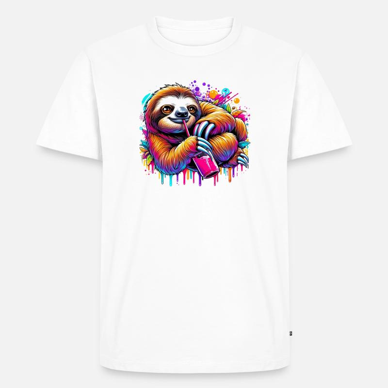 Faultier - Männer Premium Bio T-Shirt - Weiß