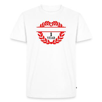 Name banner one year, heart laurel wreath - Men's Premium Organic T-Shirt - white - Front - Nico (187cm)