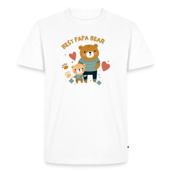 Father's Day. Best Papa Bear - Men's Premium Organic T-Shirt - white - Front - Nico (187cm)