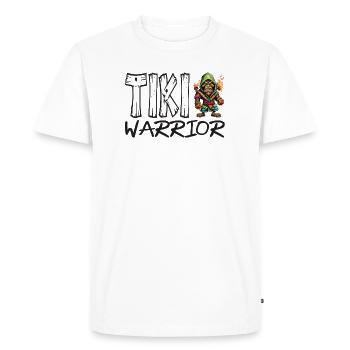 Motif de guerrier Tiki - T-shirt Premium bio Homme - blanc - Devant - Nico (187cm)