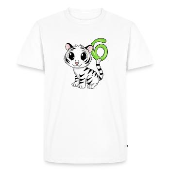 Tigre motif 6e anniversaire - Six ans - T-shirt Premium bio Homme - blanc - Devant - Nico (187cm)