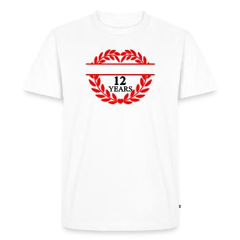 Name banner twelve years, heart laurel wreath - Men's Premium Organic T-Shirt - white - Front - Nico (187cm)