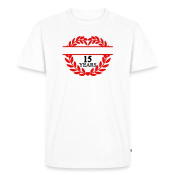 Name banner fifteen years, heart laurel wreath - Men's Premium Organic T-Shirt - white - Front - Nico (187cm)