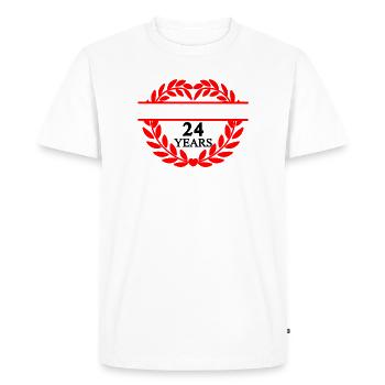 Bannière nominative vingt-quatre ans, couronne de laurier en forme de cœur - T-shirt Premium bio Homme - blanc - Devant - Nico (187cm)