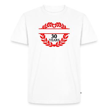 Name banner thirty years, heart laurel wreath - Men's Premium Organic T-Shirt - white - Front - Nico (187cm)