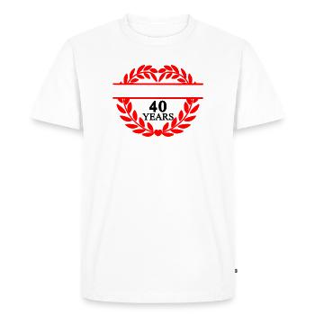 Nom de la bannière, quarante, couronne de laurier en forme de coeur - T-shirt Premium bio Homme - blanc - Devant - Nico (187cm)