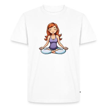 Yoga Girl Lotus Position - T-shirt Premium bio Homme - blanc - Devant - Nico (187cm)