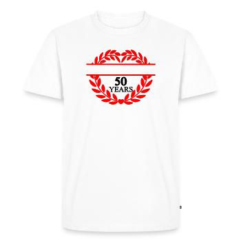 Banner name fifty years, heart laurel wreath - Men's Premium Organic T-Shirt - white - Front - Nico (187cm)