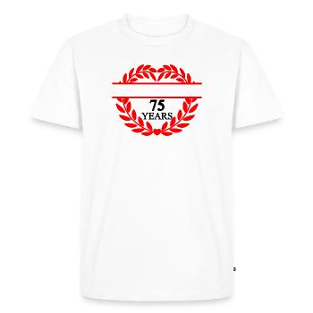 Name banner seventy-five years, heart laurel wreath - Men's Premium Organic T-Shirt - white - Front - Nico (187cm)