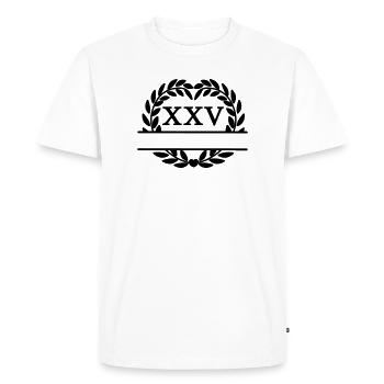Vingt-cinq ans, couronne de laurier en chiffres latins - T-shirt Premium bio Homme - blanc - Devant - Nico (187cm)