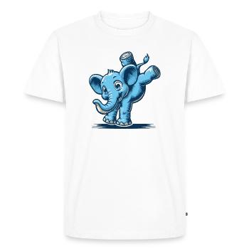 blue cartoon elephant doing a handstand - Men's Premium Organic T-Shirt - white - Front - Nico (187cm)
