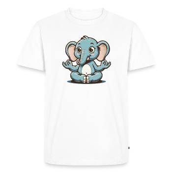 Éléphant bleu mignon faisant du yoga - T-shirt Premium bio Homme - blanc - Devant - Nico (187cm)
