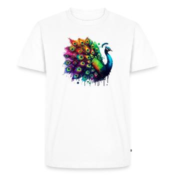 Peacock - Men's Premium Organic T-Shirt - white - Front - Nico (187cm)