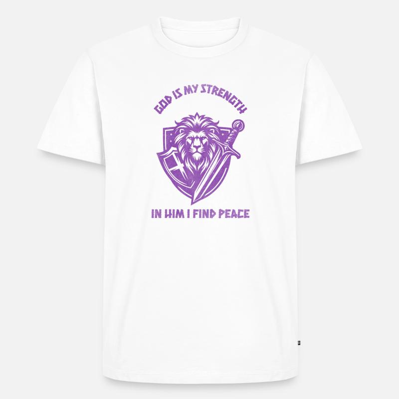 Löwenheld Kampfgeist Wappenshield Design - Männer Premium Bio T-Shirt - Weiß