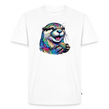 Otter with Shell - Men's Premium Organic T-Shirt - white - Front - Nico (187cm)