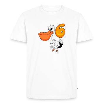 6ème anniversaire motif pélican - six ans - T-shirt Premium bio Homme - blanc - Devant - Nico (187cm)