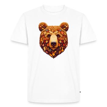 Ours brun, conçu à partir de différentes feuilles - T-shirt Premium bio Homme - blanc - Devant - Nico (187cm)