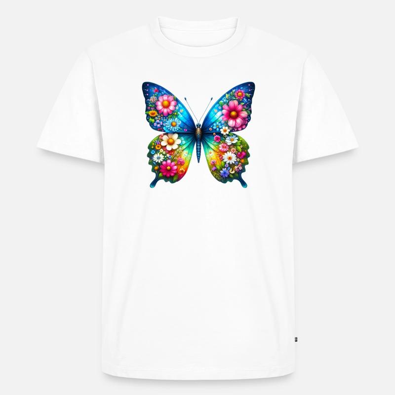 Fleurs de fleurs de papillon - T-shirt Premium bio Homme - blanc