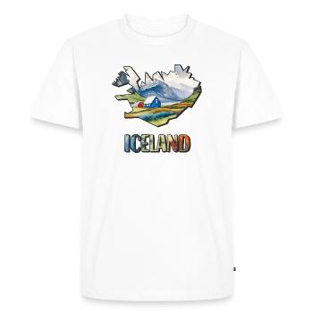 Aquarell Landkarte Island - Männer Premium Bio T-Shirt - Weiß - Vorne - Nico (187cm)