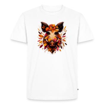 Sanglier, conçu à partir de différentes feuilles - T-shirt Premium bio Homme - blanc - Devant - Nico (187cm)