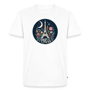 Illustration Florale Paris Étoile et Lune - T-shirt Premium bio Homme - blanc - Devant - Nico (187cm)