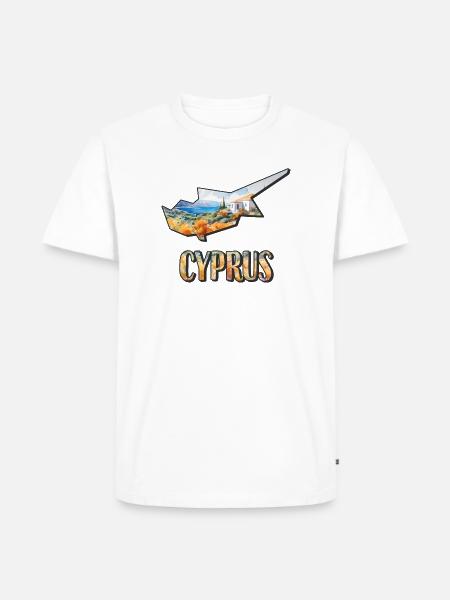 Carte à l’aquarelle Chypre - T-shirt Premium bio Homme - blanc