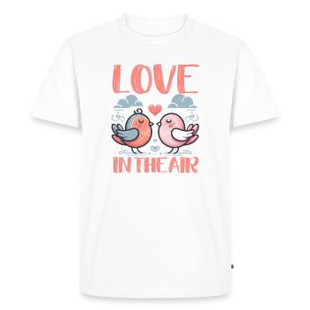 ROMANTIC CUTE BIRDS: LOVE IN THE AIR - Men's Premium Organic T-Shirt - white - Front - Nico (187cm)