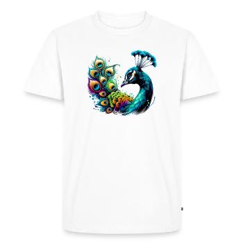 Peacock - Men's Premium Organic T-Shirt - white - Front - Nico (187cm)