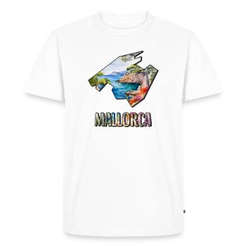 Watercolor Map of Mallorca - Men's Premium Organic T-Shirt - white - Front - Nico (187cm)