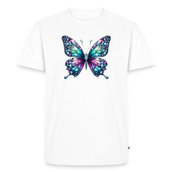 Papillon, Diamant, Diamants, Cristaux, Cristal - T-shirt Premium bio Homme - blanc - Devant - Nico (187cm)