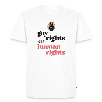 LGBT Pride Month - Gay Rights Are Human Rights - Men's Premium Organic T-Shirt - white - Front - Nico (187cm)