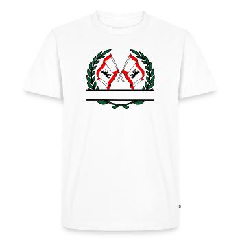 Drapeaux Berlin couronne de laurier bannière - T-shirt Premium bio Homme - blanc - Devant - Nico (187cm)