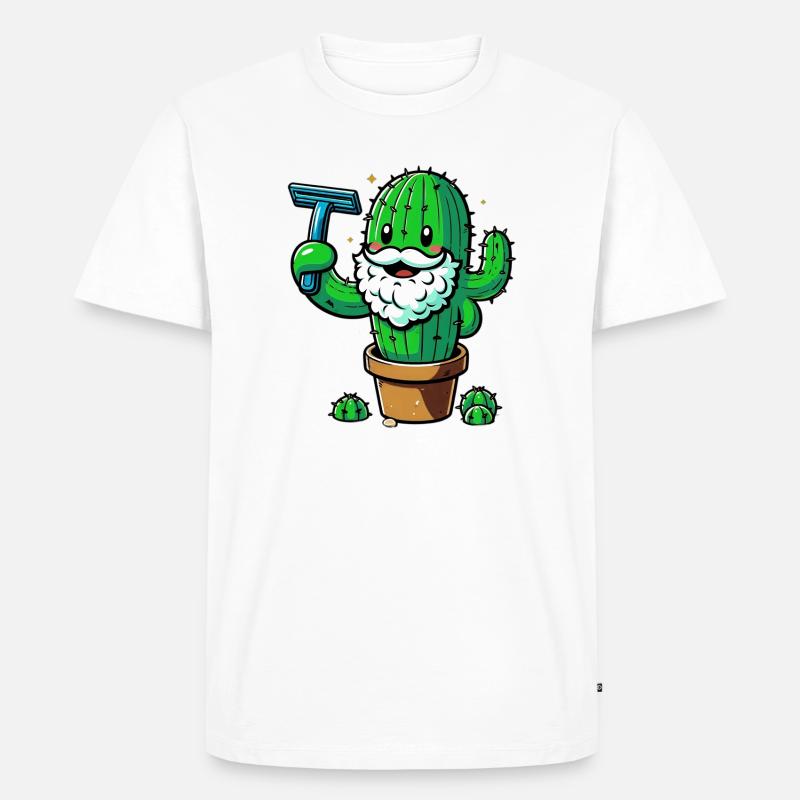 Cactus rasiert sich den Bart - Männer Premium Bio T-Shirt - Weiß