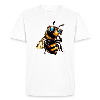 Bee with Sunglasses - Men's Premium Organic T-Shirt - white - Front - Nico (187cm)