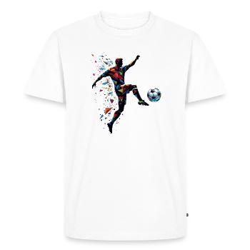 dynamic soccer player playing soccer - Men's Premium Organic T-Shirt - white - Front - Nico (187cm)
