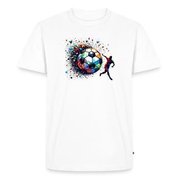 dynamic soccer player playing soccer - Men's Premium Organic T-Shirt - white - Front - Nico (187cm)